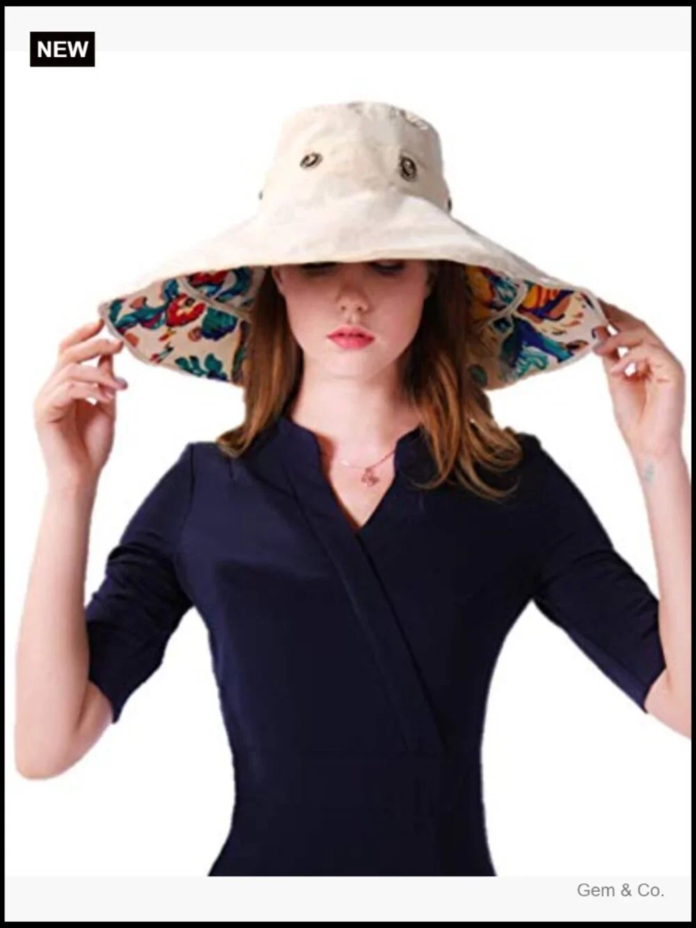 Reversible 2-in-1 Wide Brim Sun Hat with Removable Brim UPF 50+ Packable